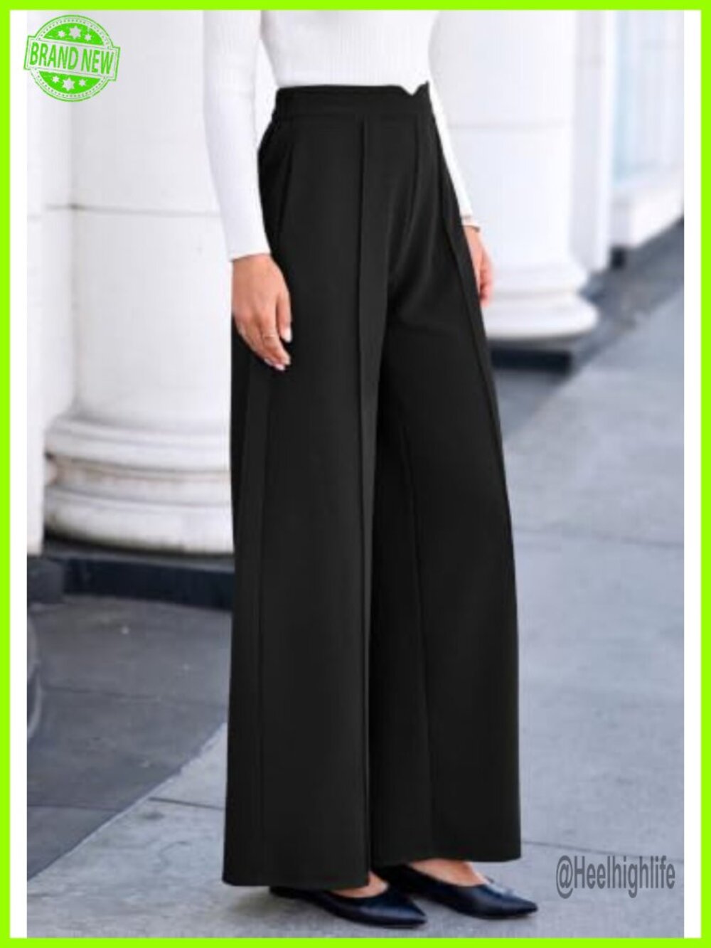 Women's Wide Leg Palazzo Pants High Waisted Tummy Control Pinstripe - Picture 2 of 6